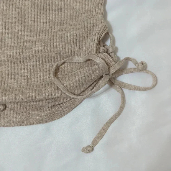 Urban Outfitters Side-Tie Ribbed Tank Top, Color Tan Size XS - Picture 5 of 11